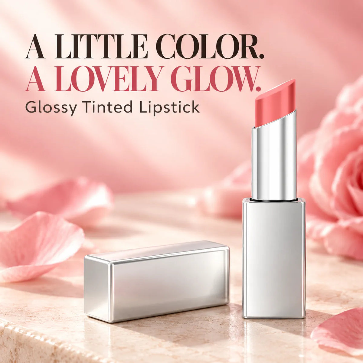 💄 Glossy Tinted Lipstick ✨ Sheer Color & Luminous Shine — 4 Shades