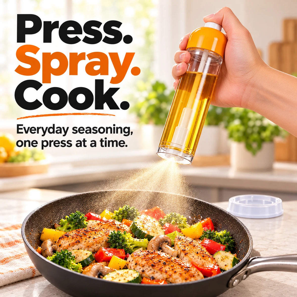 Press-to-Spray Kitchen Bottle 🧴 Even Oil & Vinegar
