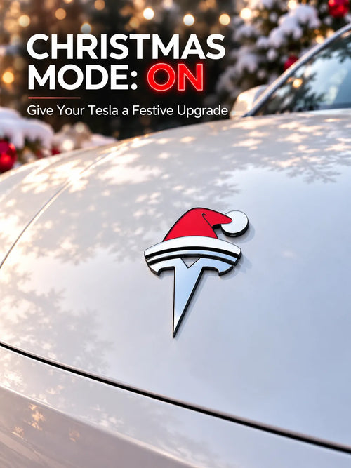 🎅 Christmas Car Emblem Santa Hat Sticker – Festive 3D Holiday Upgrade