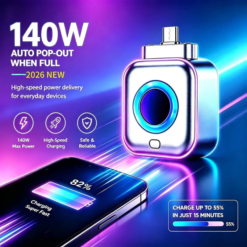 ⚡ 140W Smart Auto-Eject USB-C Charging Guard