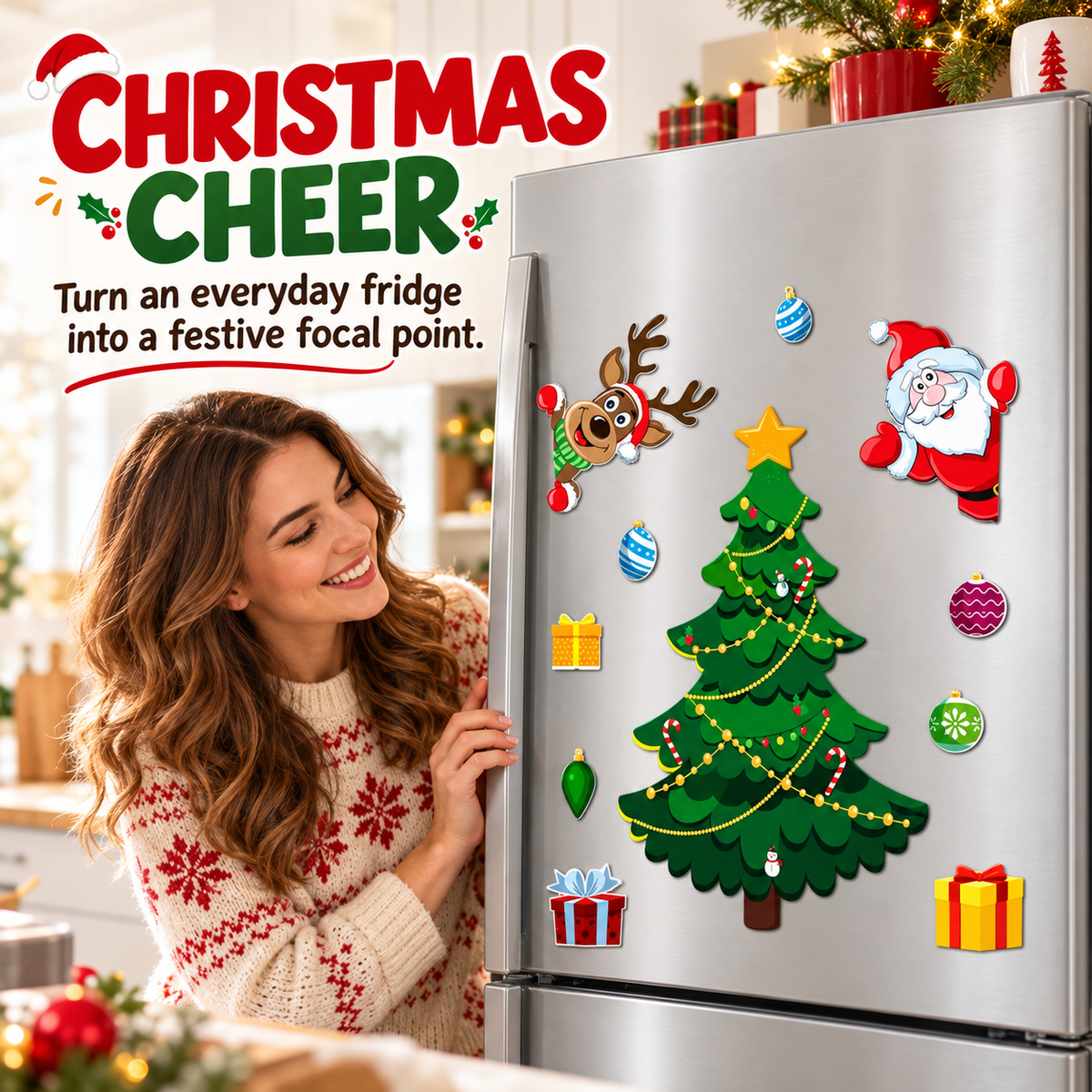 Magnetic Christmas Tree for Refrigerator - Reusable Holiday Decor for Family