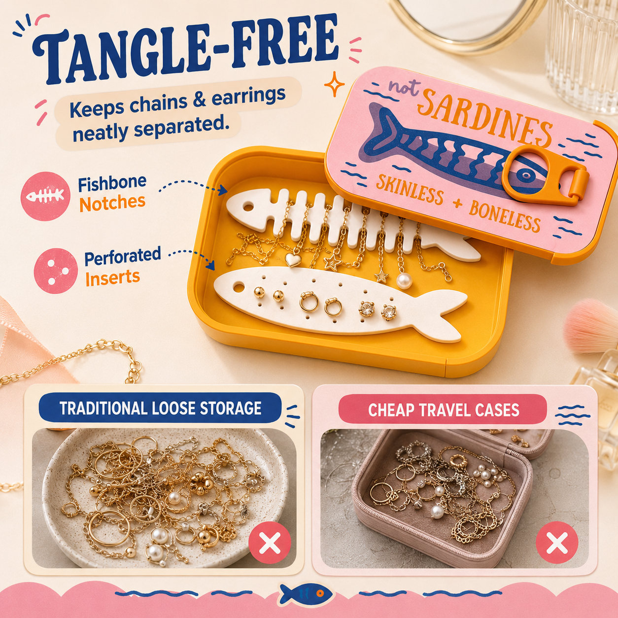 🐟 Sardine Can Daily Jewelry Case | Compact Mini Organizer 🐟