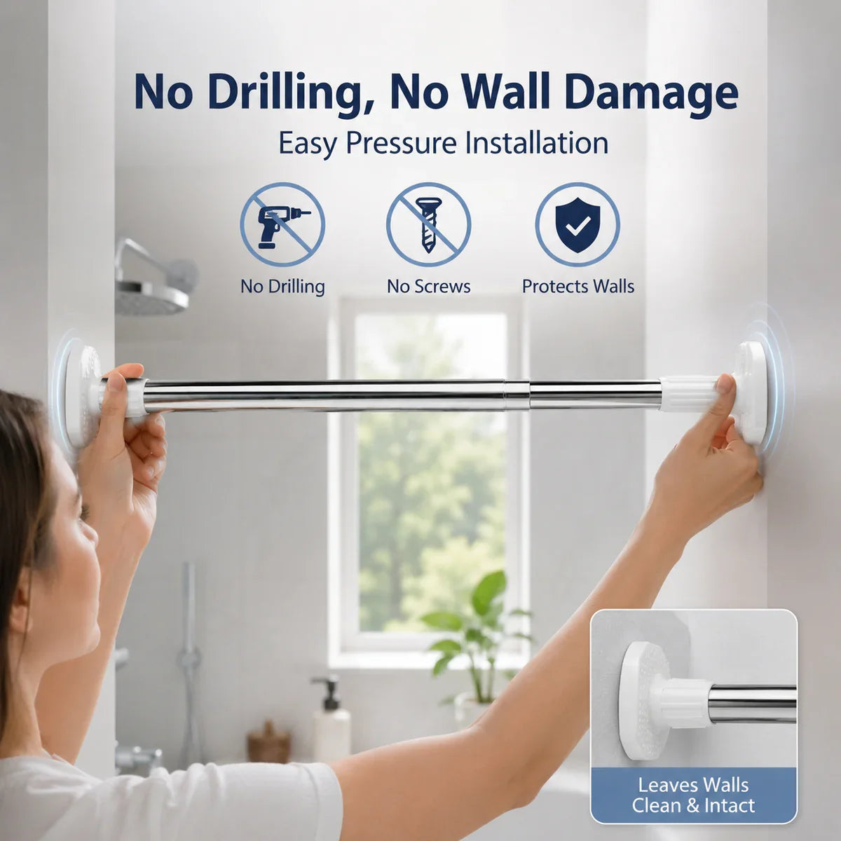🏠 Drill-Free Adjustable Tension Rod – Instant Storage, Zero Wall Damage