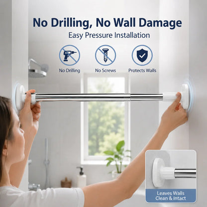 🏠 Drill-Free Adjustable Tension Rod – Instant Storage, Zero Wall Damage