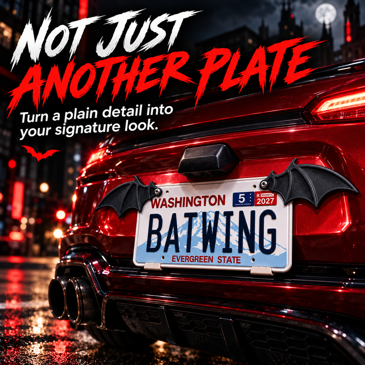 🦇 3D Bat Wing License Plate Decoration - Gothic Car Accessories