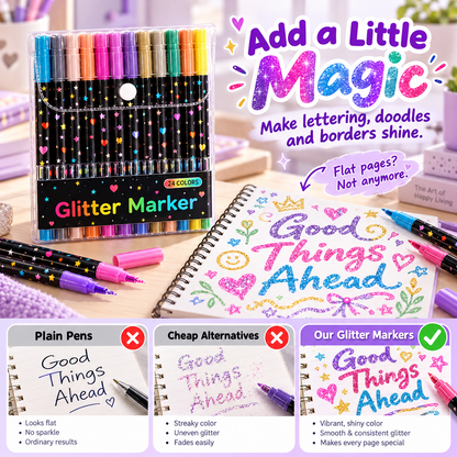 ✨ Dual-color glitter pen – making every detail shine
