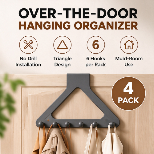 Triangular door hanging multi-hook storage rack(4Pcs)