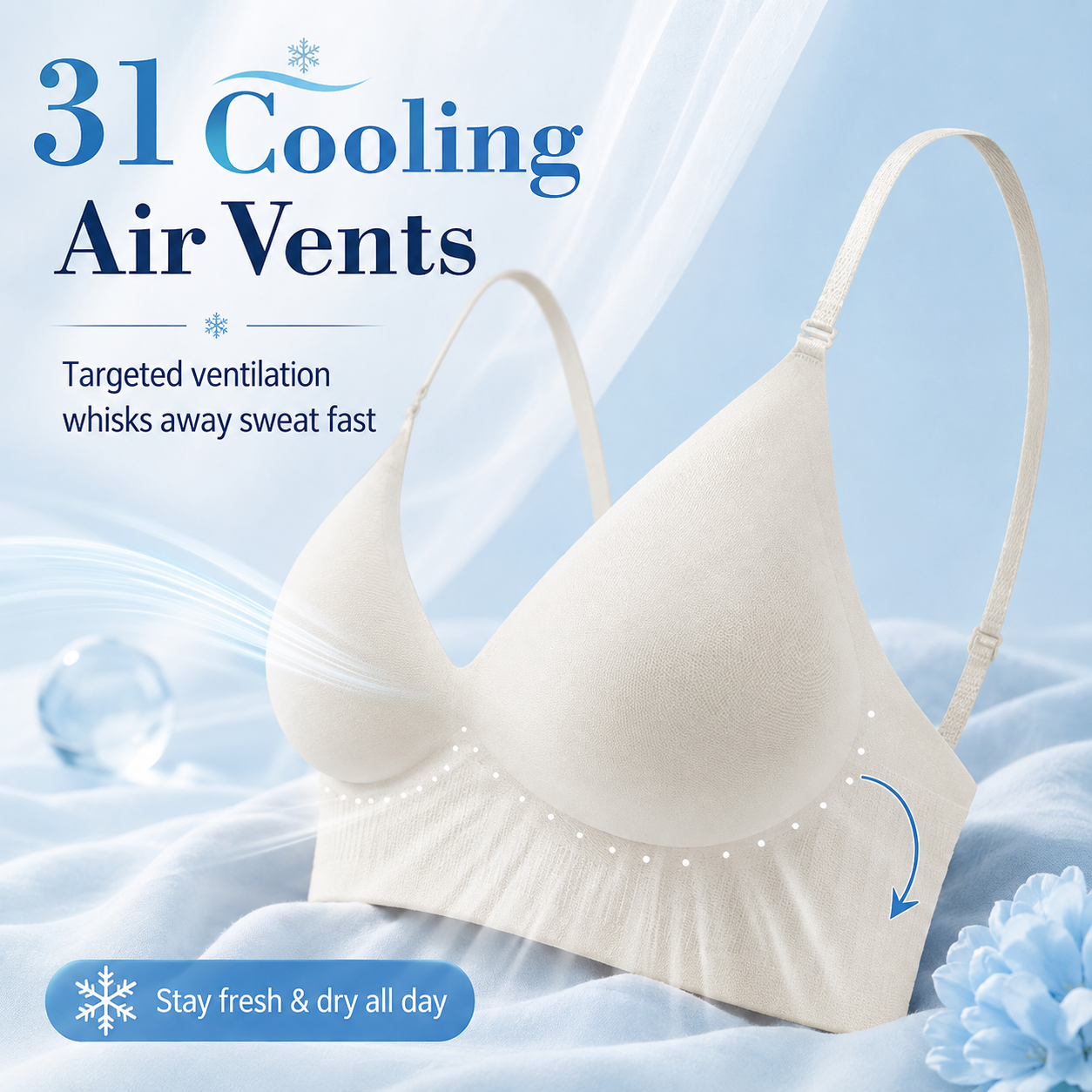 🌬️ Seamless Air-Vent Low Back Bra