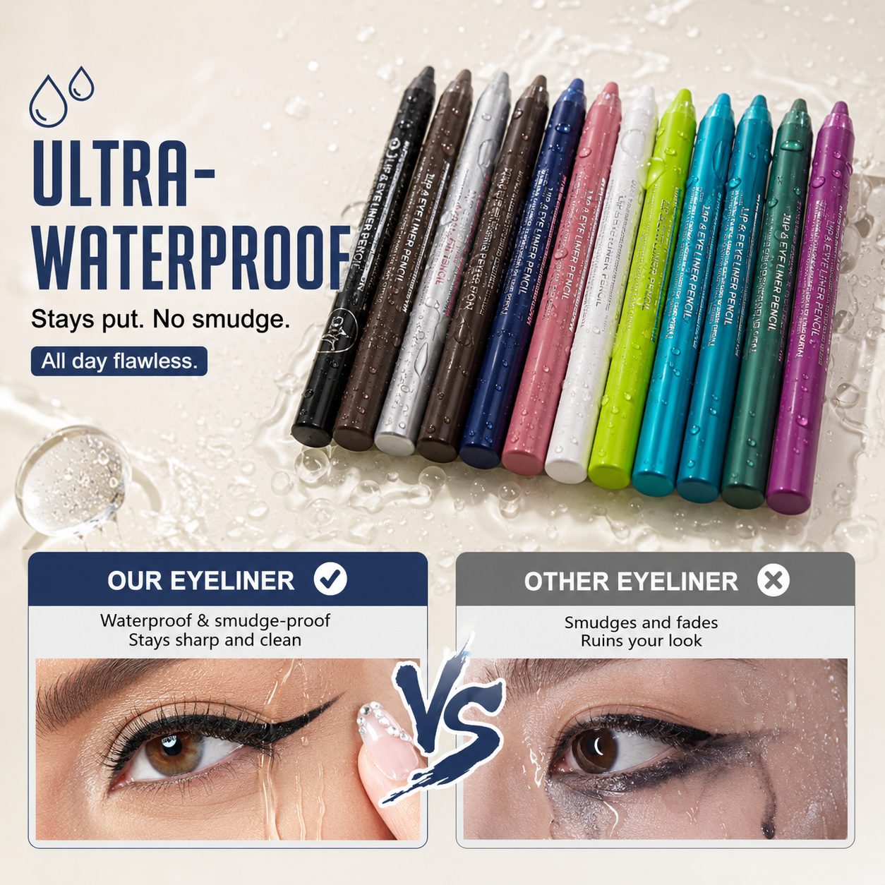 All-Day Flawless: 12-Color Waterproof Gel Eyeliner Pencil Set