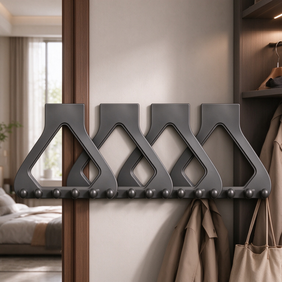 Triangular door hanging multi-hook storage rack(4Pcs)