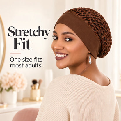 🌙 Sleep Cap 3-Pack — Open-Weave, Wide Band Bedtime Hair Wrap