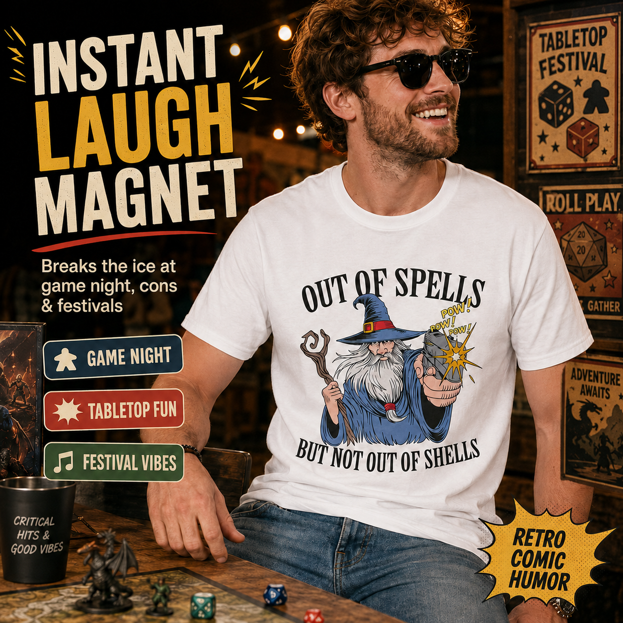 Out of Spells, But Not Out of Shells Graphic Tee 🧙‍♂️🔫