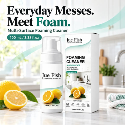 🍋 Jue Fish Multi-Surface Foaming Cleaner — Lemon-Scented Spot Cleaning for Home & Car ✨