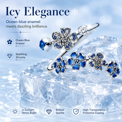 Cool-Toned Enamel Flower Adjustable Ring ❄️✨