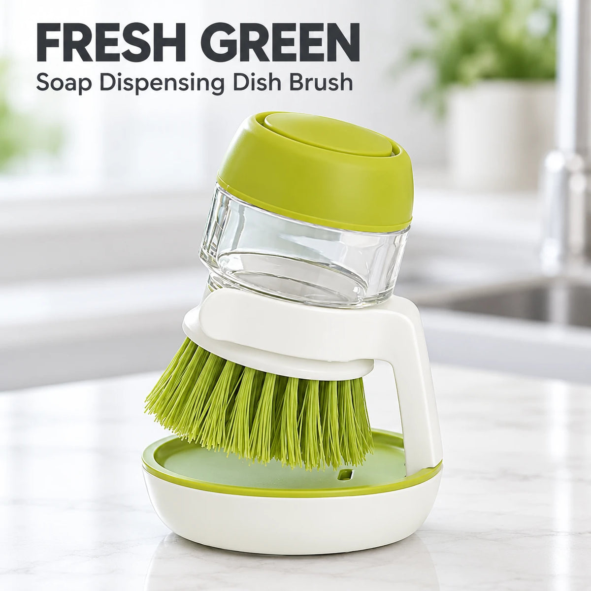 Soap Dispensing Dish Brush with Stand 🫧 Press. Scrub. Done.