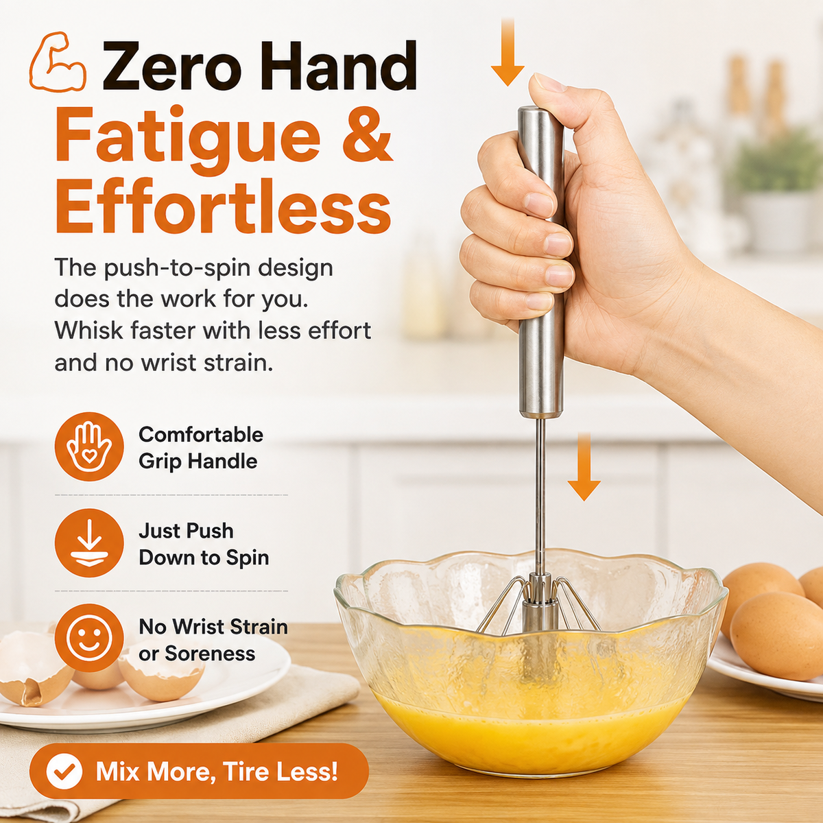 ⚙️Stainless steel semi-automatic rotary whisks - suitable for whipping coffee and eggs