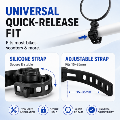 👁️Two-pack of multi-angle convex bicycle rearview mirrors - suitable for bicycle handlebars with a diameter of 1.5-3 cm