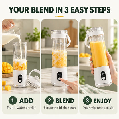 Portable Blender Cup with Carry Handle for Smoothies and Shakes
