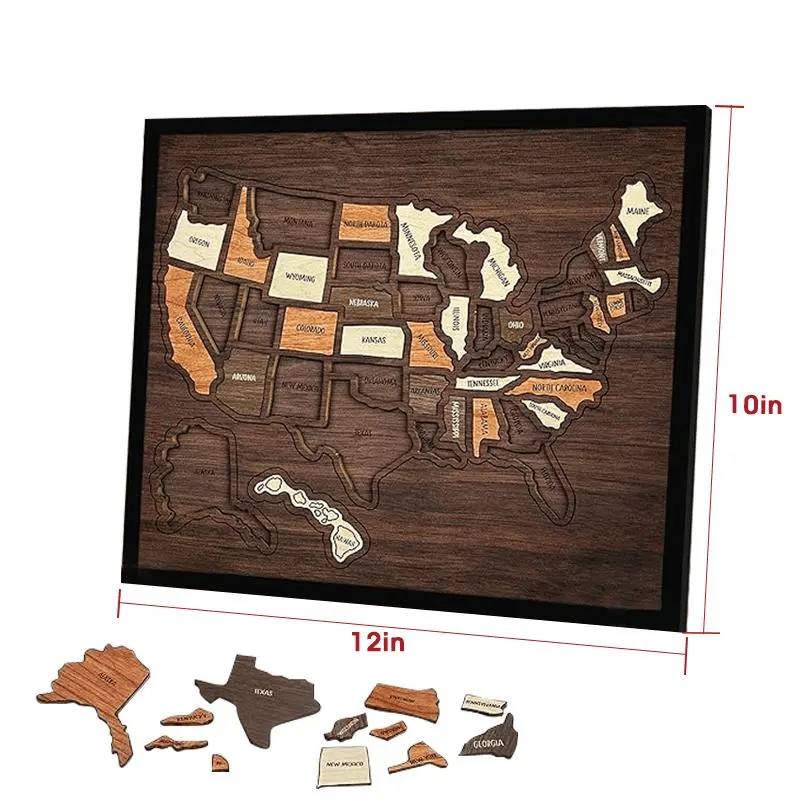 🔥Last Day 49% OFF - Wooden USA Travel Map Puzzle🧩