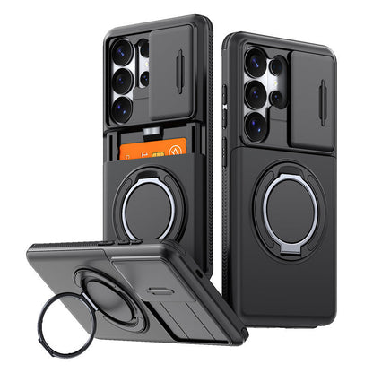 🔥 2-in-1 Multifunctional Shockproof Phone Case with Hidden Card Holder 💳 & Ring Stand! 🌟