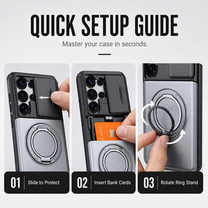 🔥 2-in-1 Multifunctional Shockproof Phone Case with Hidden Card Holder 💳 & Ring Stand! 🌟