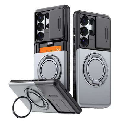 🔥 2-in-1 Multifunctional Shockproof Phone Case with Hidden Card Holder 💳 & Ring Stand! 🌟