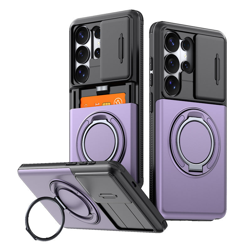 🔥 2-in-1 Multifunctional Shockproof Phone Case with Hidden Card Holder 💳 & Ring Stand! 🌟