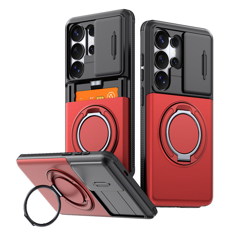 🔥 2-in-1 Multifunctional Shockproof Phone Case with Hidden Card Holder 💳 & Ring Stand! 🌟
