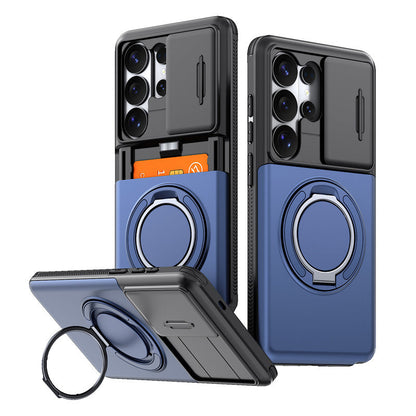 🔥 2-in-1 Multifunctional Shockproof Phone Case with Hidden Card Holder 💳 & Ring Stand! 🌟
