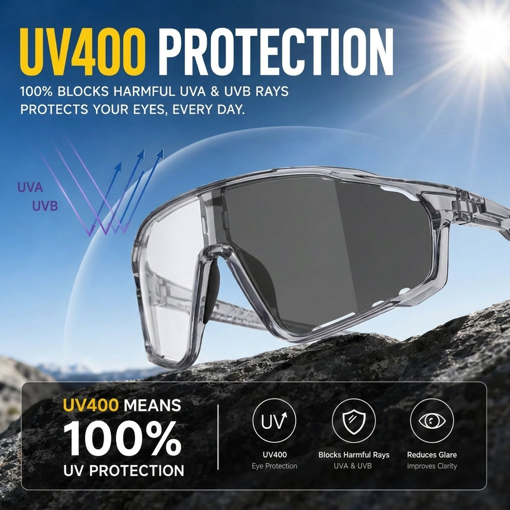 🕶️ UV400 Photochromic Polarized Safety Glasses ☀️ Anti-Glare Protection