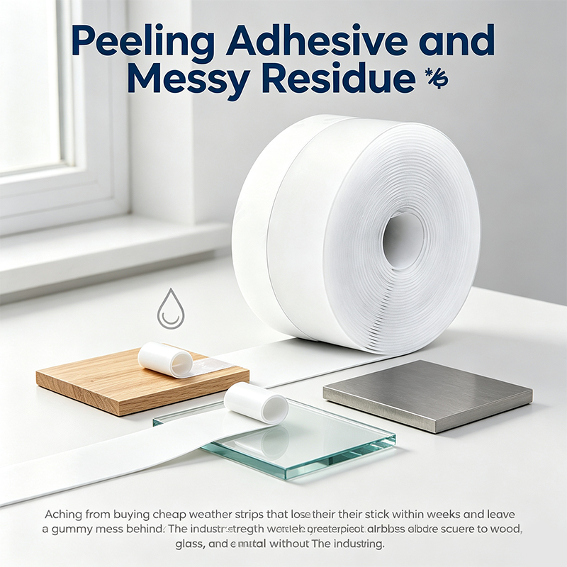 Adhesive Weather Stripping, 16.4Ft x1.38in Draught Excluder Insulation Tape for Doors, Windows, Shower Sealing🏡