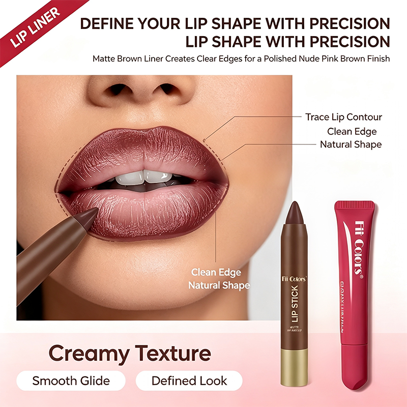 Lip liner creating clean edges and precise lip definition