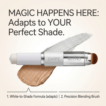 ♀️2-in-1 Color Changing Foundation Stick with Brush 💧 Collagen Infused🤎