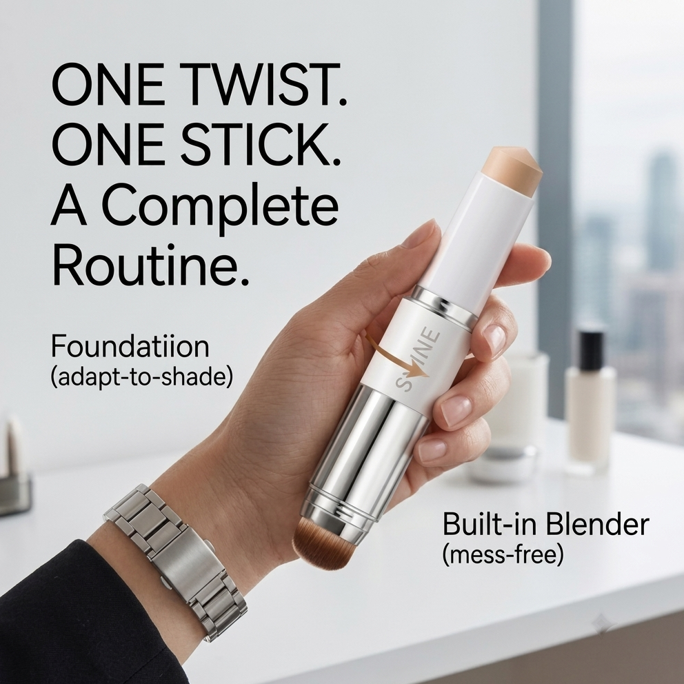 ♀️2-in-1 Color Changing Foundation Stick with Brush 💧 Collagen Infused🤎