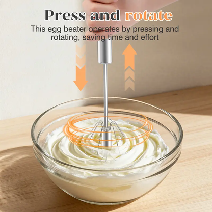 ✨Semi-Automatic Stainless Steel Whisk 🔄 | Hand Push Kitchen Mixer 🍳⚡