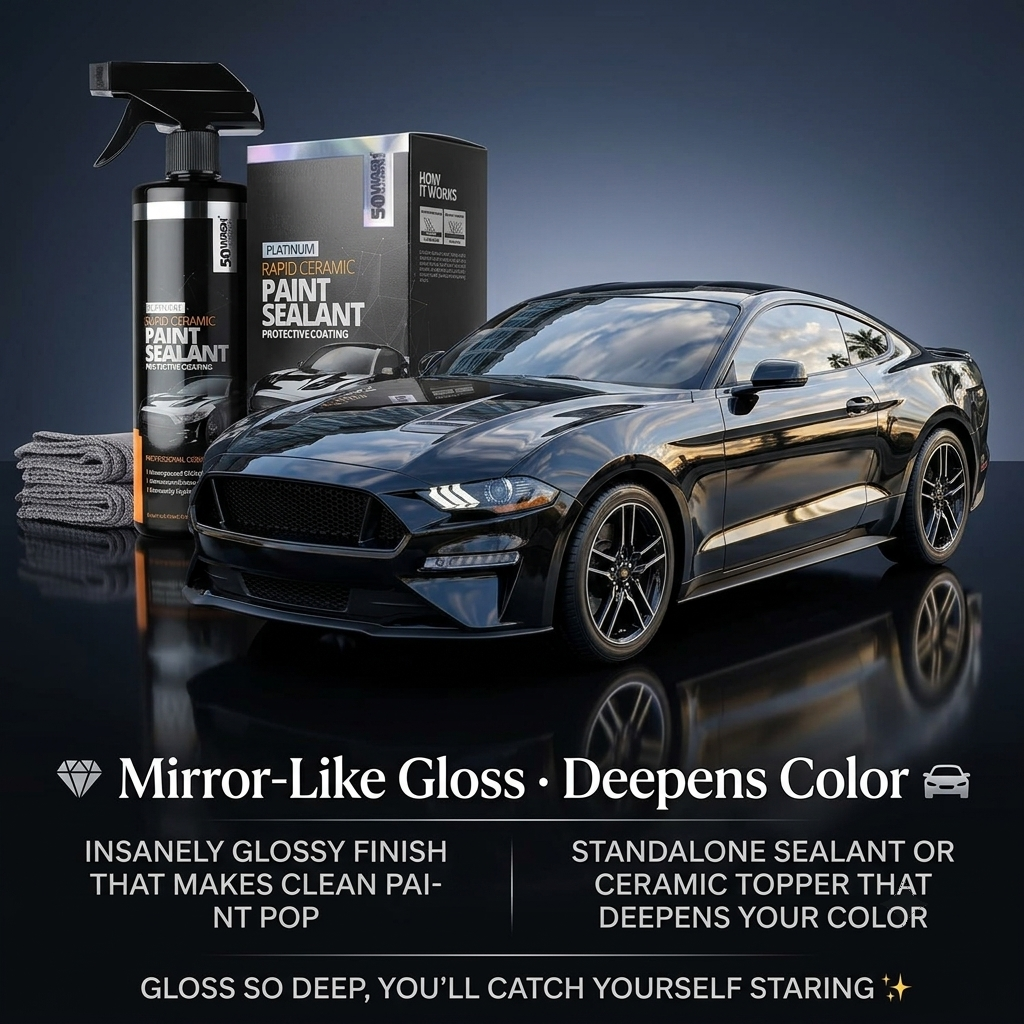 🏎️Ceramcoat Rapid Ceramic Paint Sealant - Mirror Gloss & 50-Wash Armor🚘
