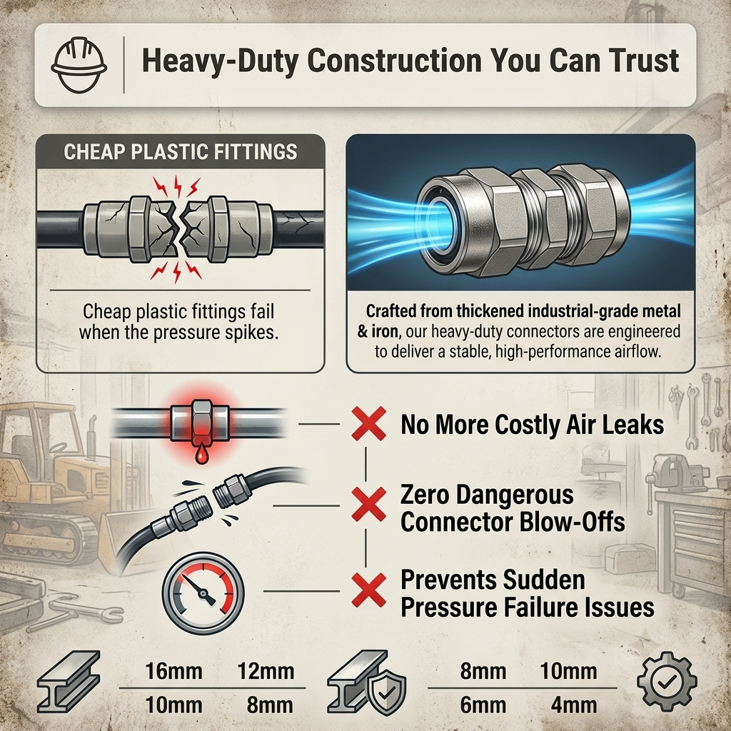 🔥Heavy-Duty Push-to-Connect Air Fittings (4mm-16mm) | Metal/Iron