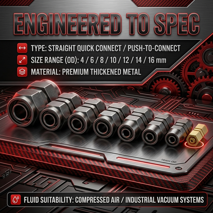 🔥Heavy-Duty Push-to-Connect Air Fittings (4mm-16mm) | Metal/Iron