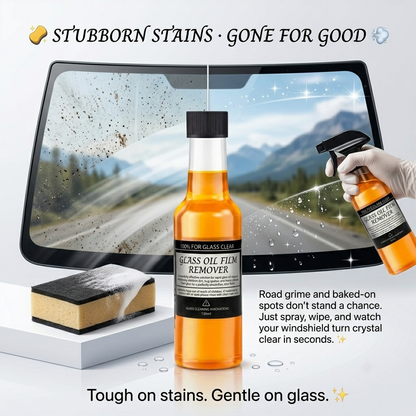 🚗Automotive Glass Oil Film Cleaner - Anti-Freeze & Hydrophobic Coating