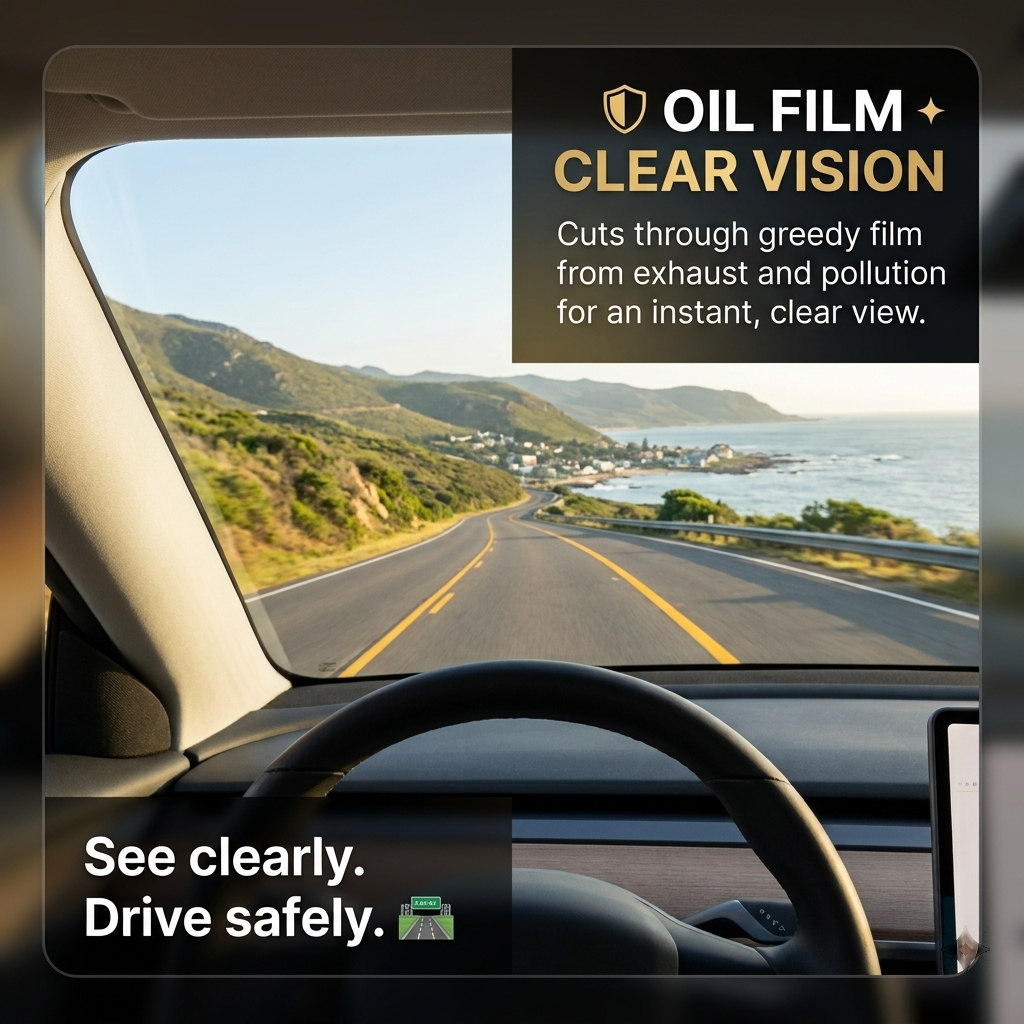 🚗Automotive Glass Oil Film Cleaner - Anti-Freeze & Hydrophobic Coating