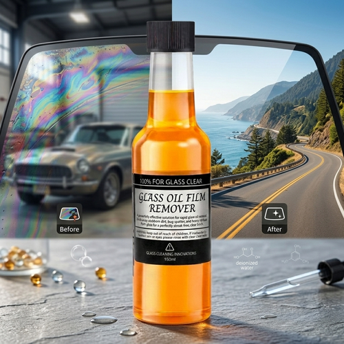🚗Automotive Glass Oil Film Cleaner - Anti-Freeze & Hydrophobic Coating