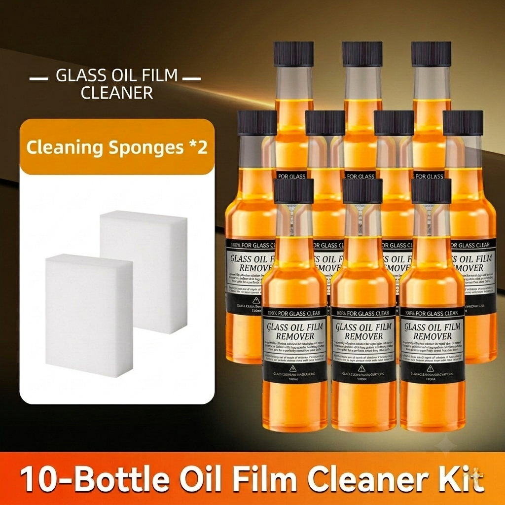 🚗Automotive Glass Oil Film Cleaner - Anti-Freeze & Hydrophobic Coating