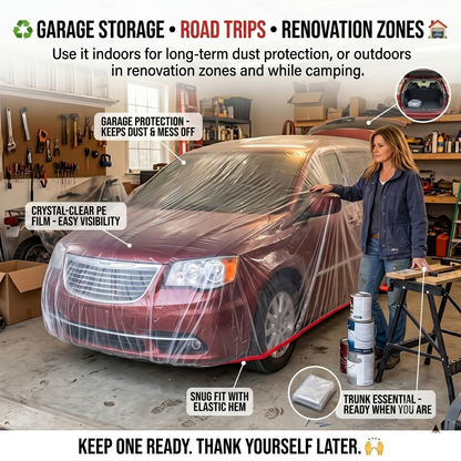 Clear Disposable Car Cover - All-Weather Waterproof PE Protection