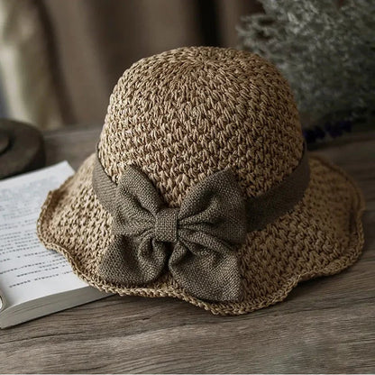 👒✨Elegant Woven Straw Sun Hat with Bow