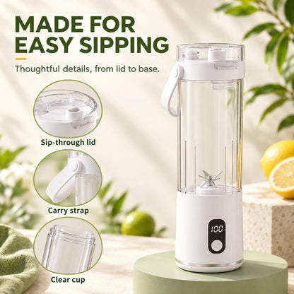 Portable Blender Cup with Carry Handle for Smoothies and Shakes