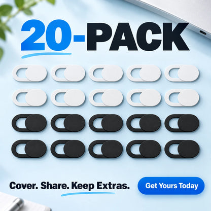 🔒 Sliding Camera Privacy Covers – 20-Pack, Black & White