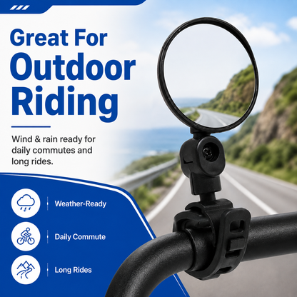 👁️Two-pack of multi-angle convex bicycle rearview mirrors - suitable for bicycle handlebars with a diameter of 1.5-3 cm