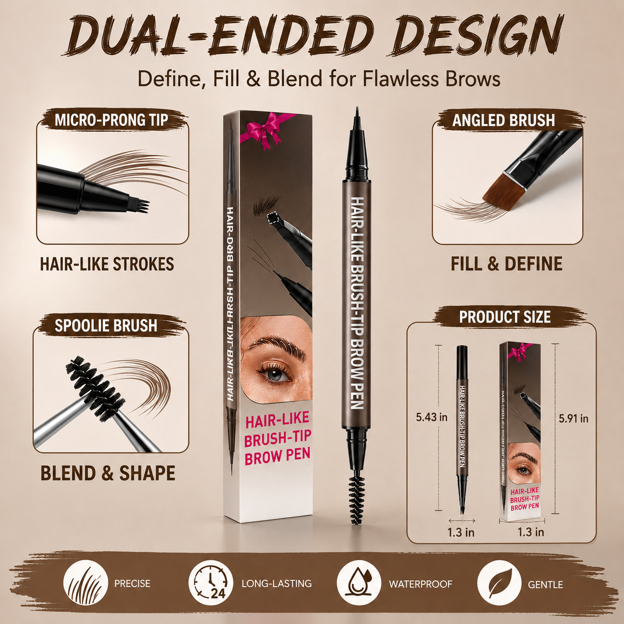 Dual-Ended Hair-Like Brush-Tip Brow Pen✨