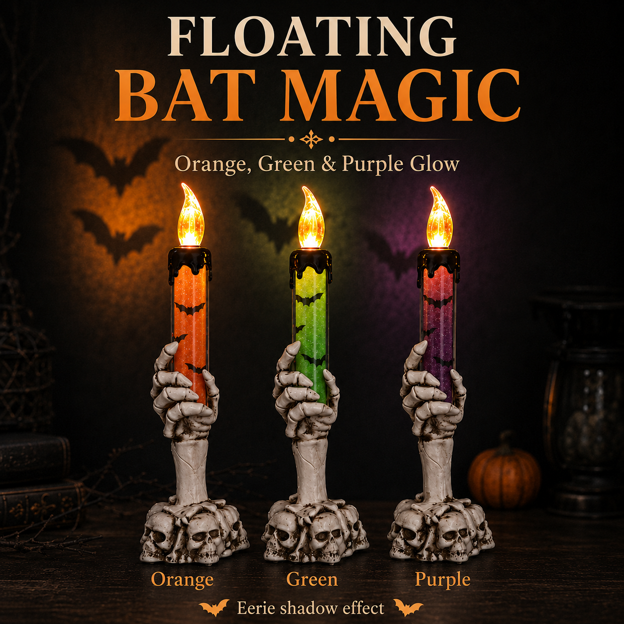 Spooky Skeleton Hand LED Halloween Decor Candle💀