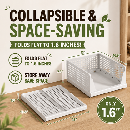 🧺 Stackable & Foldable Closet Organizer Bins